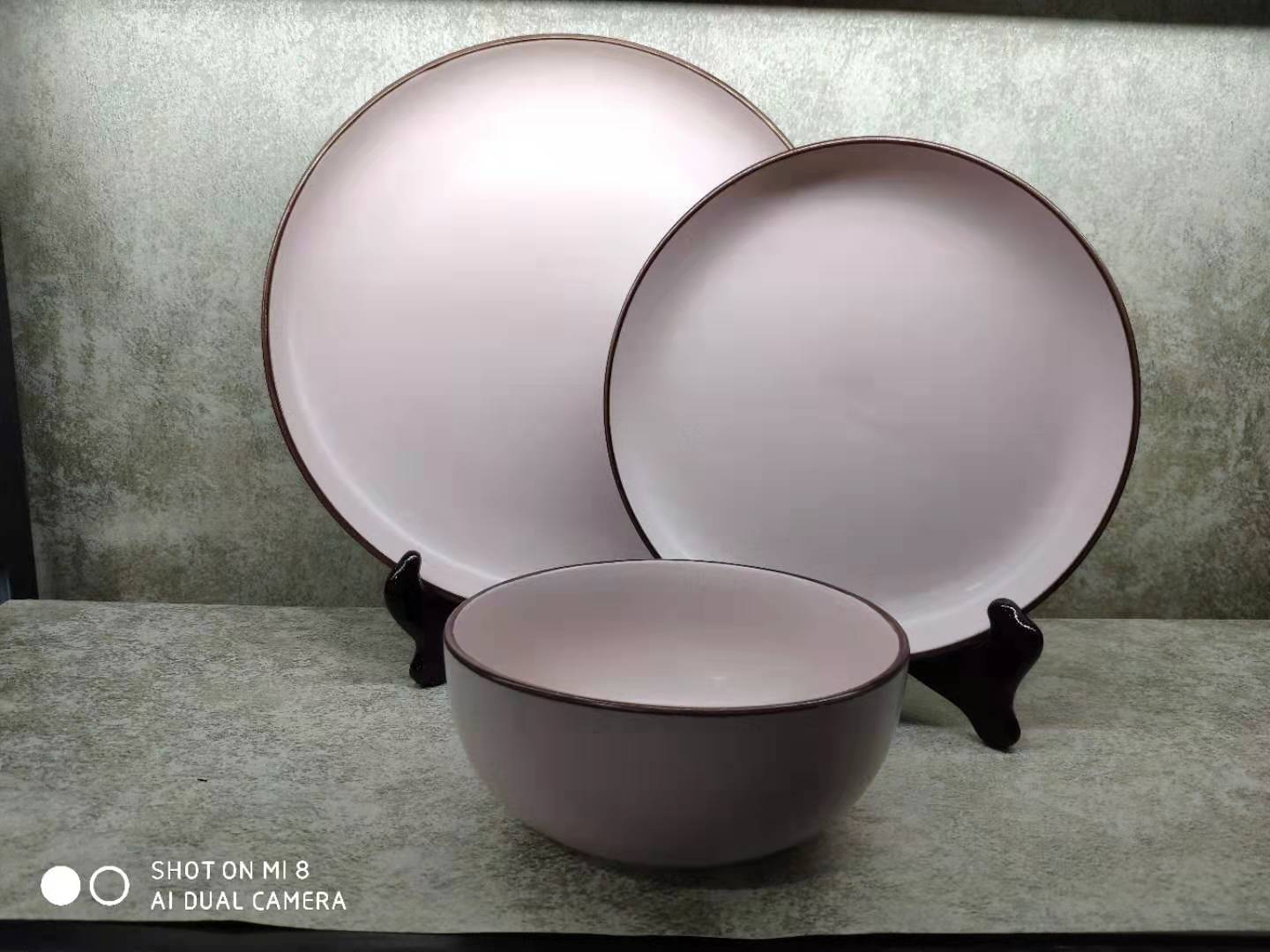 16pcs Matt Glaze Dinner Set With Rim