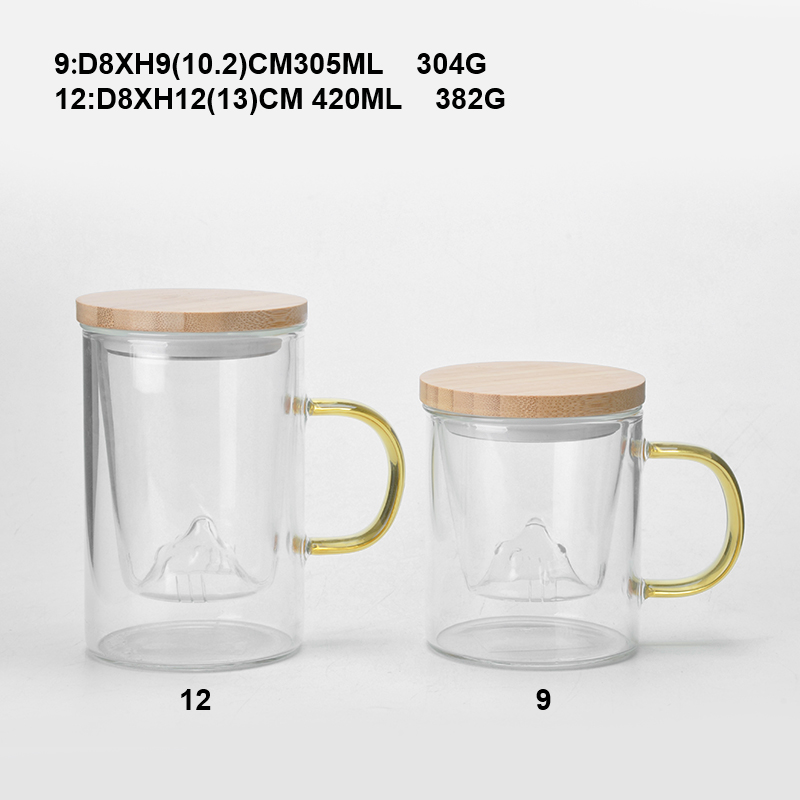 Export food grade coffee cup with handle bamboo lid wood lid high borosilicate glass teapot