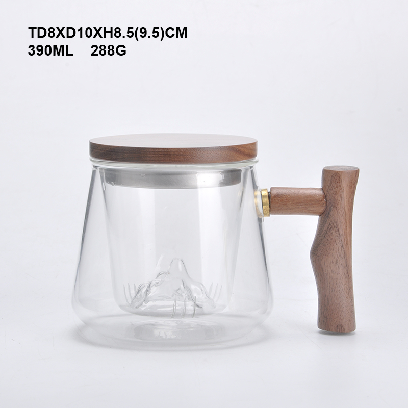 Wholesale Good Quality high borosilicate glass teapot with wooden handle