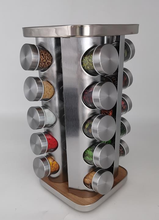 Rotating Spice Rack With 20pcs Glass Canisters
