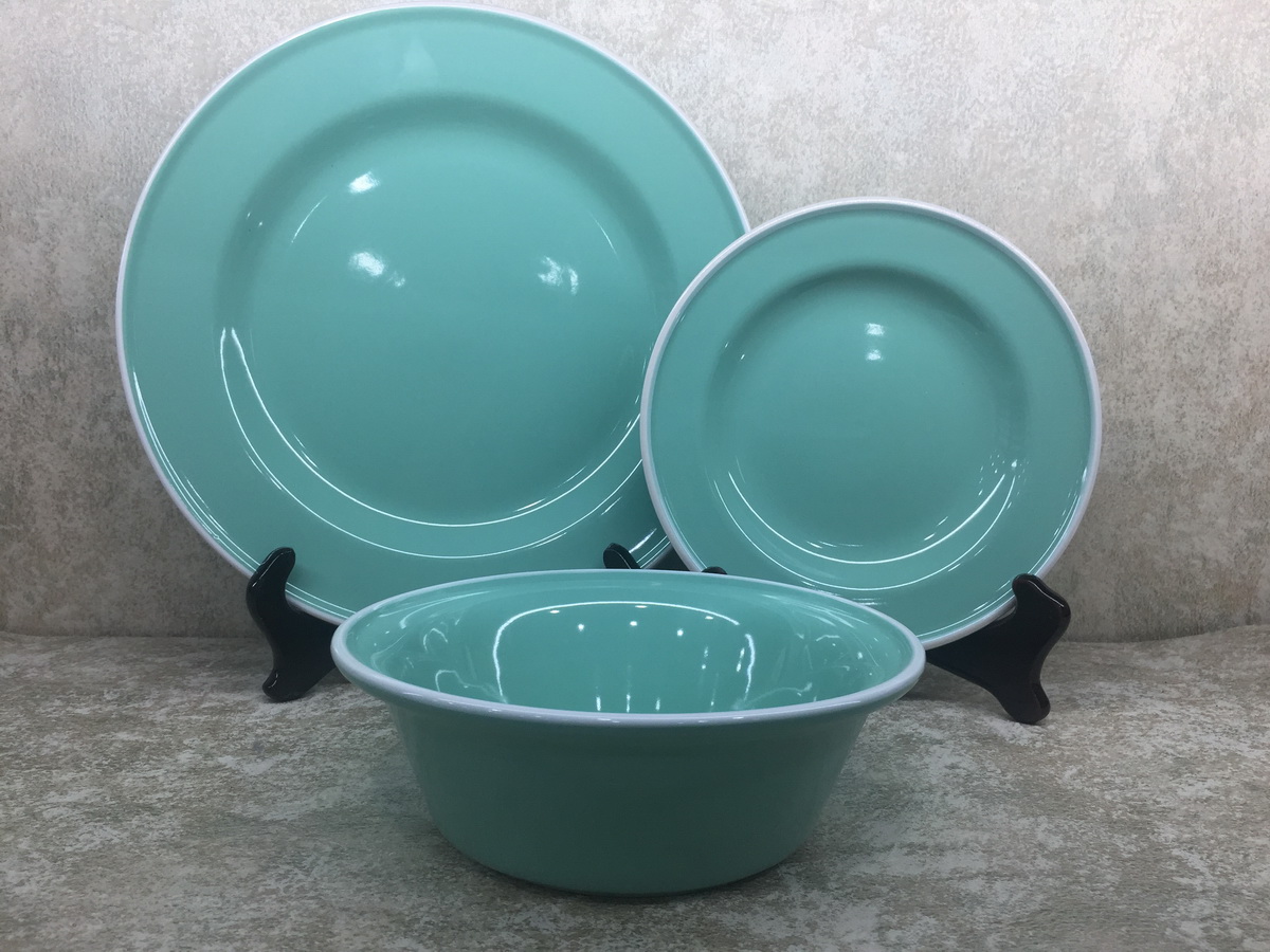 16pcs White Rim Dinner Set