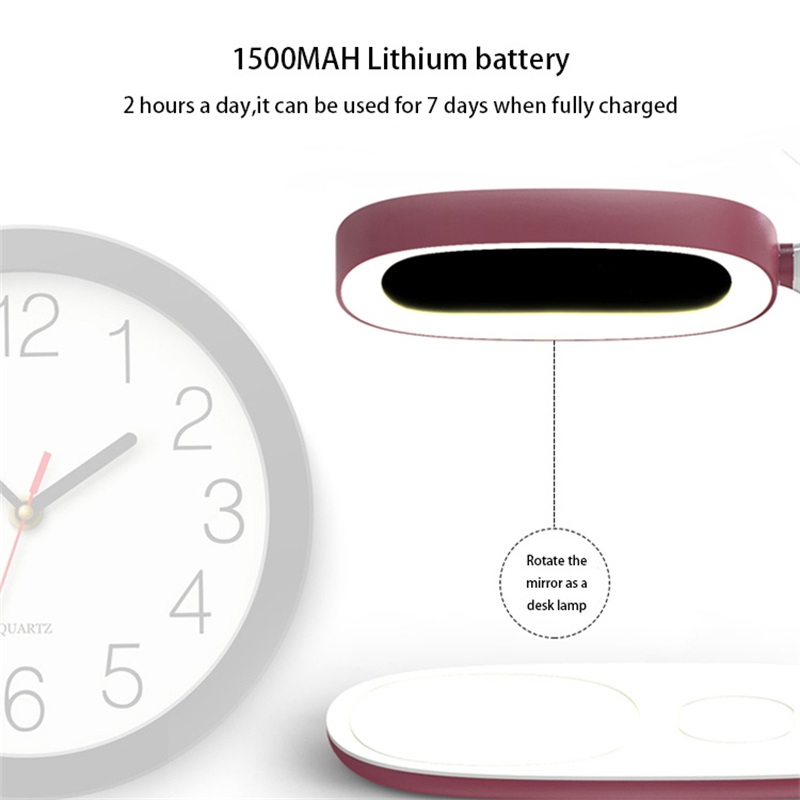 Makeup mirror rechargeable cold and warm light rotatable mobile phone wireless charging