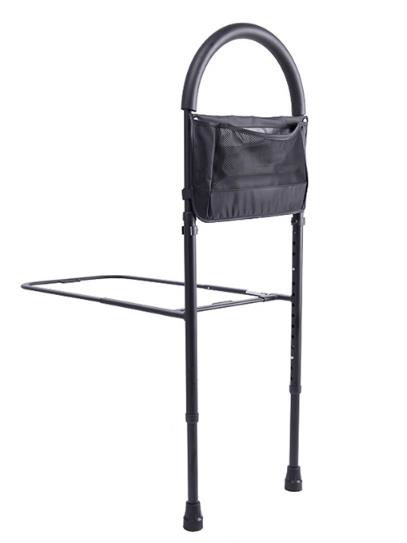 Bed assist bar / bedside safety barrier with storage bag
