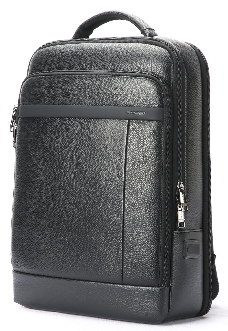 Leather usb business men backpack