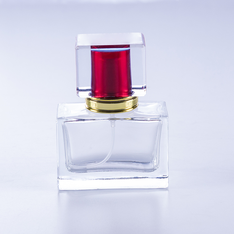 30ml flat square crimp neck glass perfume bottle