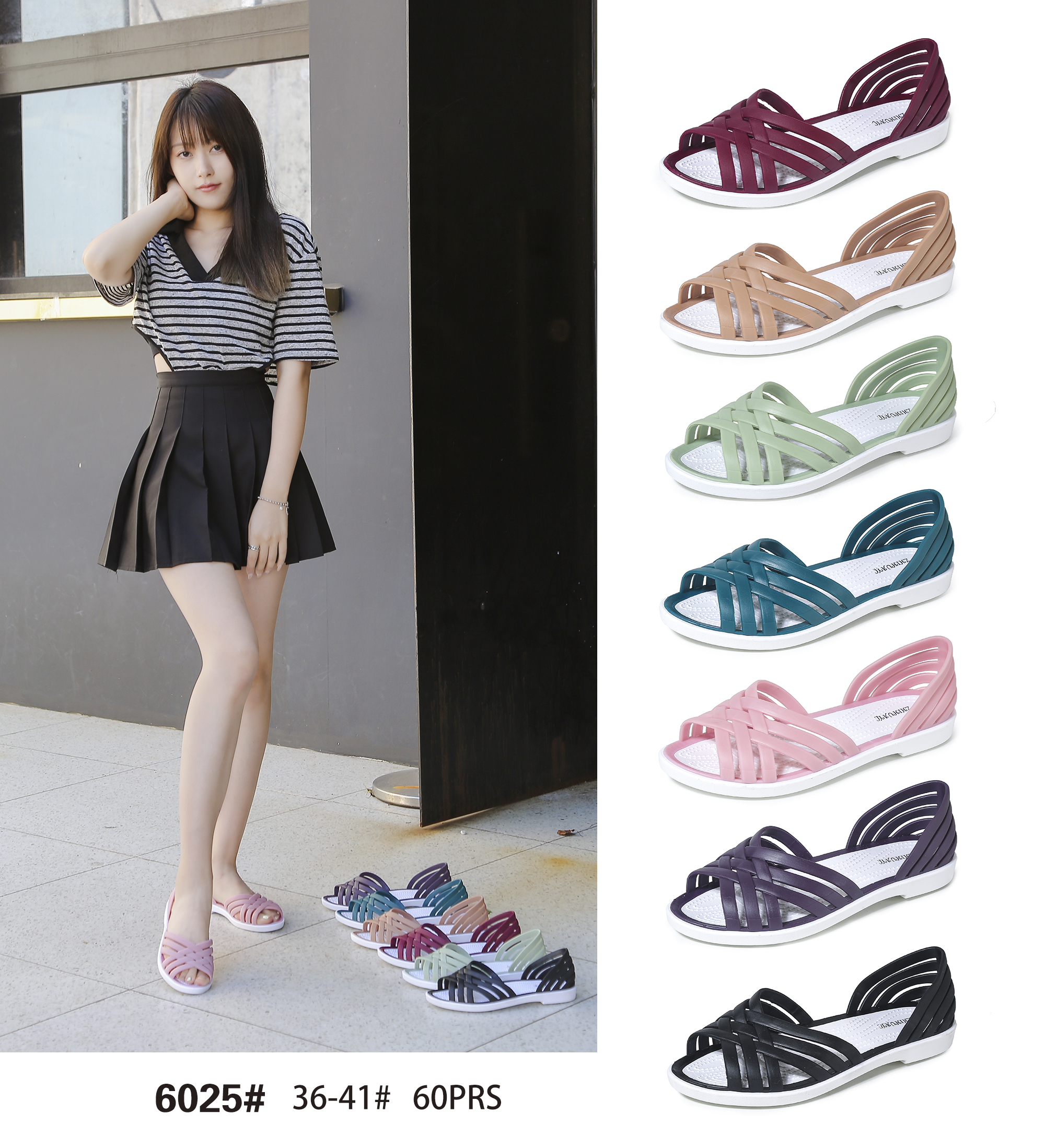 Ladies outdoor candy color fashion versatile comfortable casual flat sandals
