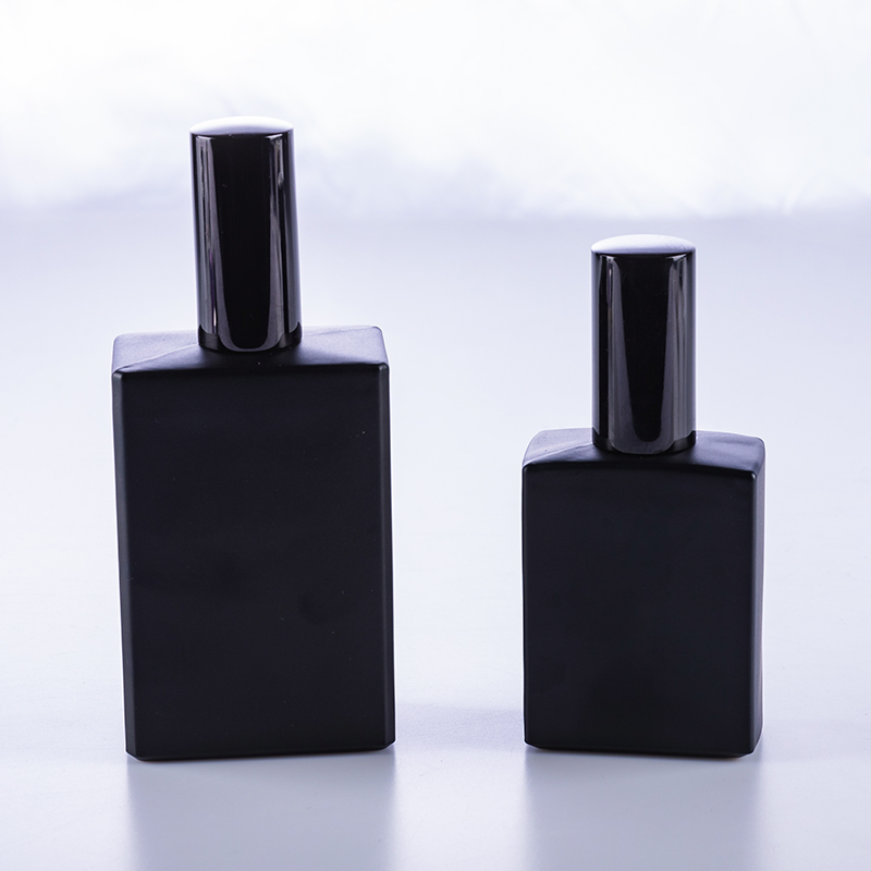 100ml 50m square matte black screw neck glass perfume bottle