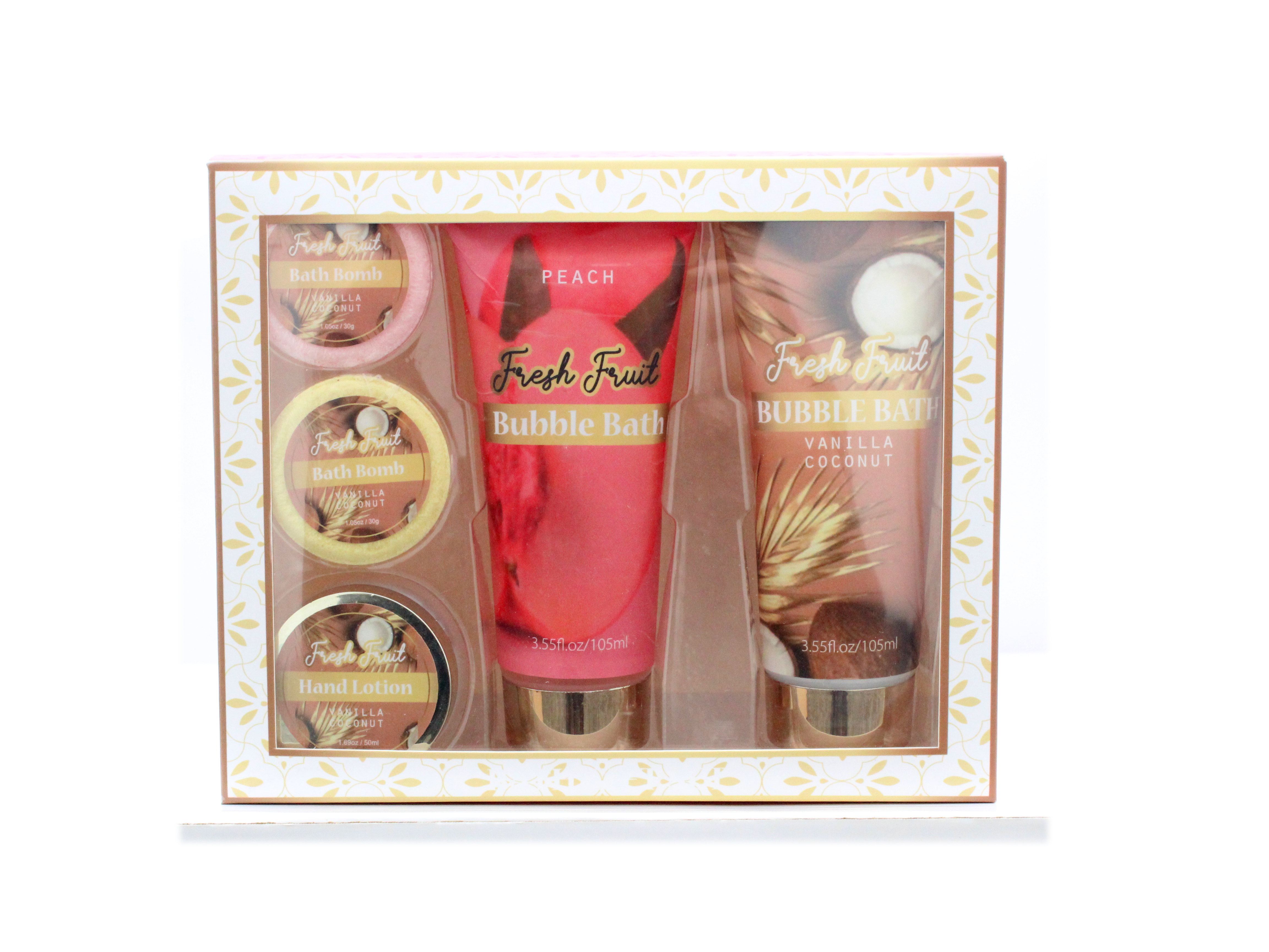 vanilla coconut peach series bath gift set bath bomb bubble bath