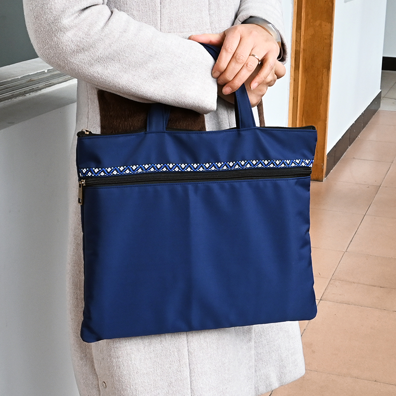 Natural hemp material portable briefcase A4 conference document bag can be customized by brand