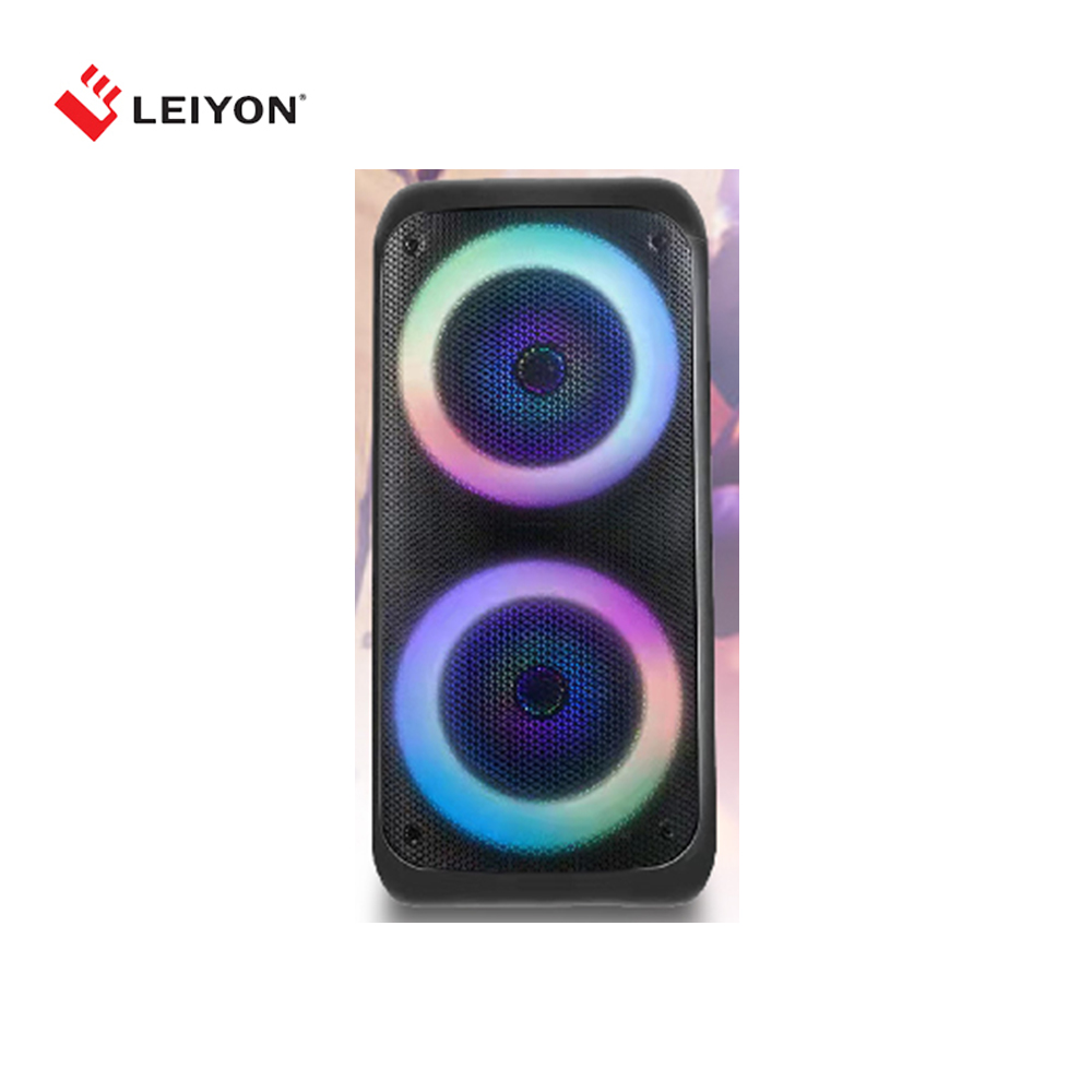 60W Double 8" Bluetooth Speaker 08D10 Magic Ring LED Light Portable Wireless Bluetooth PA Speaker