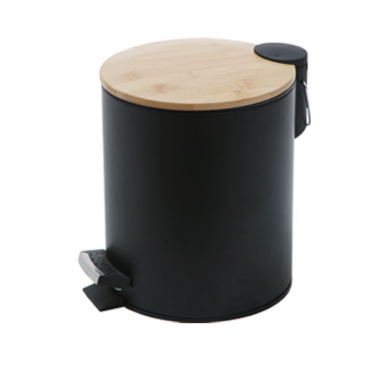 3L 5L high quality nordic styles round shape bamboo trash can with food pedal
