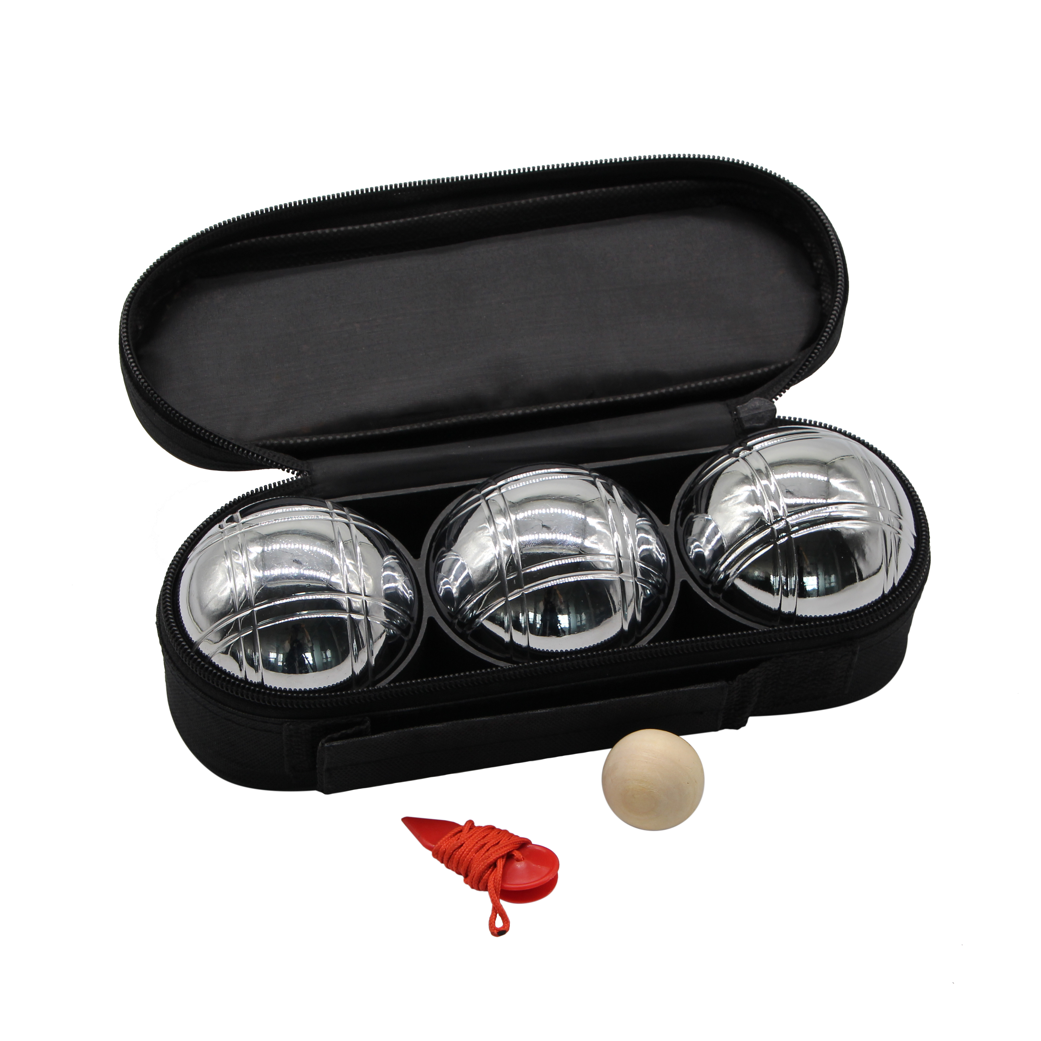 outdoor garden games chrome petanque boules set in carry bag