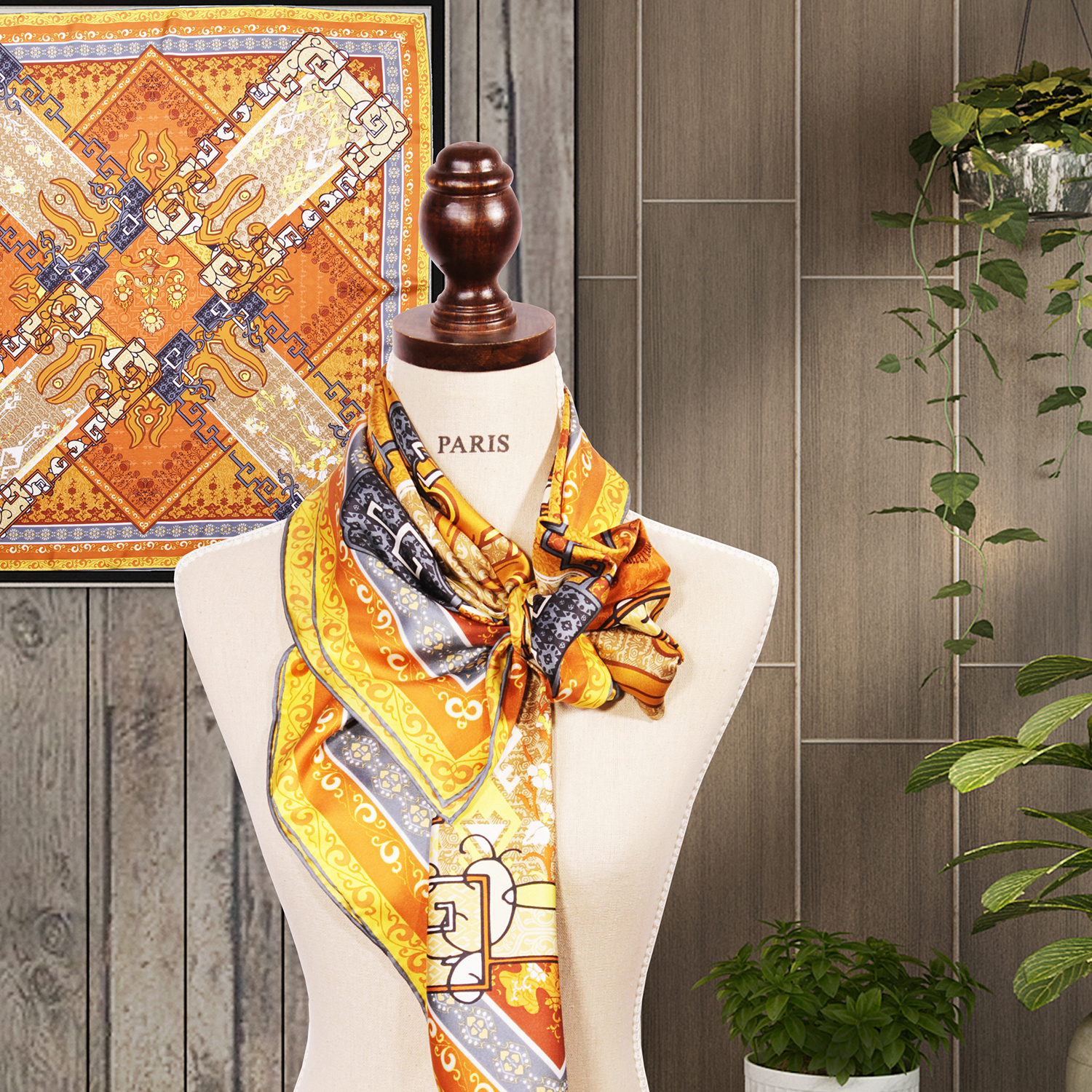100% Silk Scarves Printing Service Women Square Custom Silk Scarf with Logo