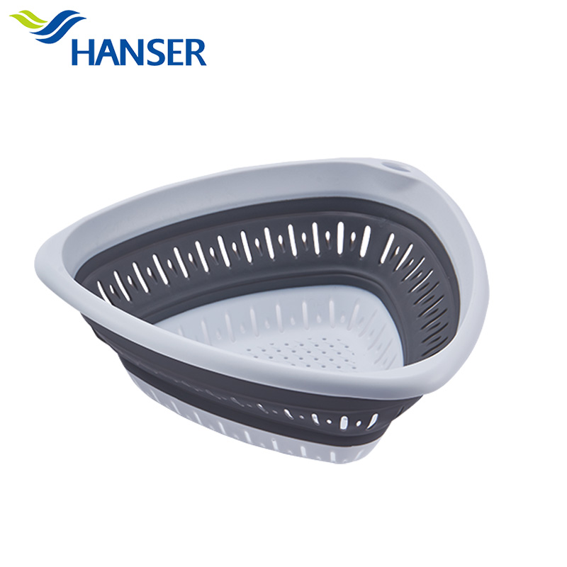 Kitchen can hang type folding fruit basket wash vegetable basket triangle folding asphalt basket