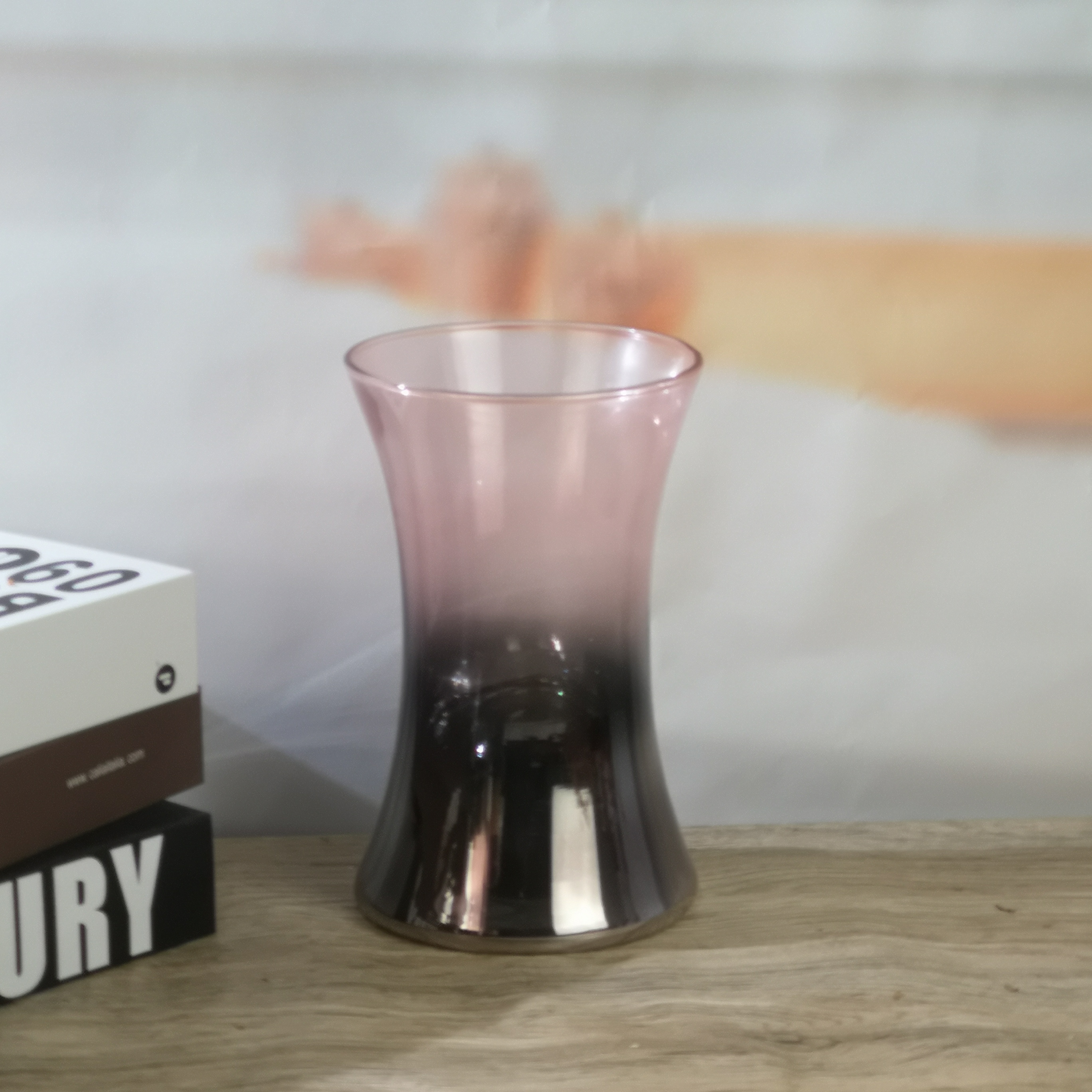 Plated Effect Pink Crystal Glass Vase