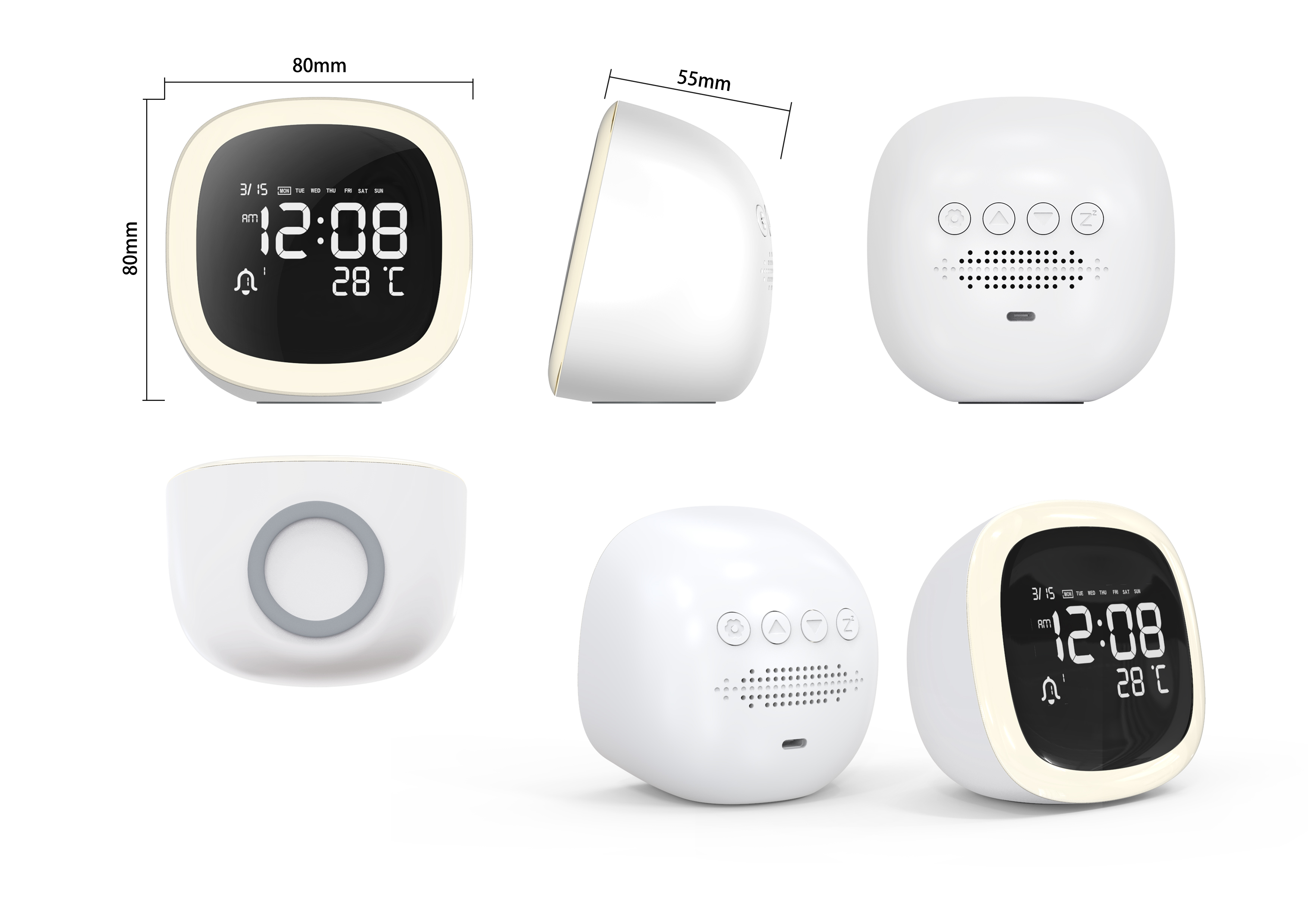 Digital clock with night liht