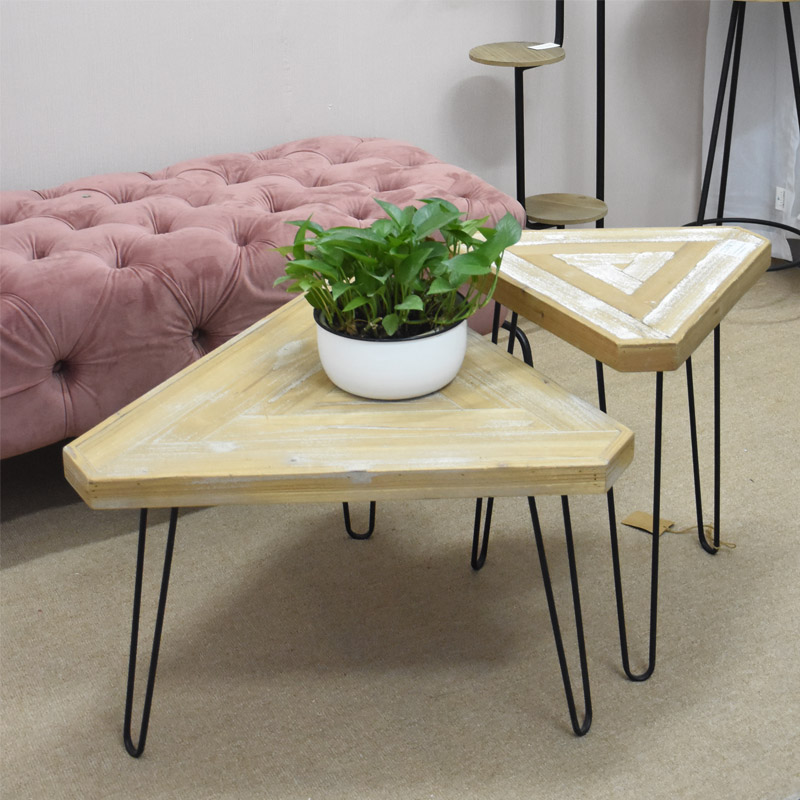 Vintage Farmhouse Decor Natural Wooden Side Table Rustic Solid Wood Top End Table