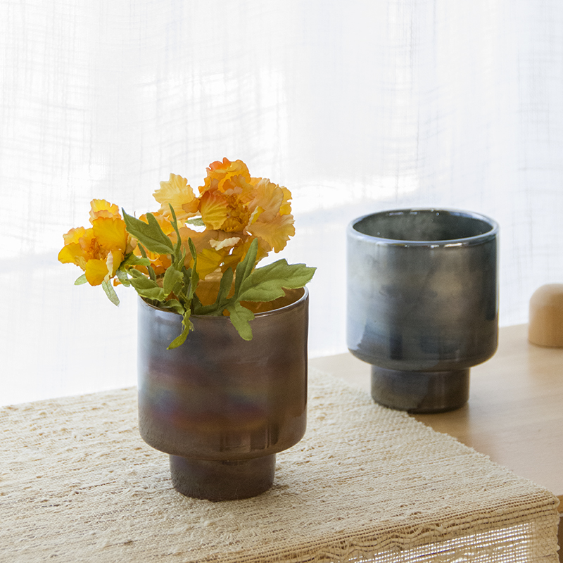 Handmade mouth-blown color art Glass tealight Candleholder G1012D antique candleholder