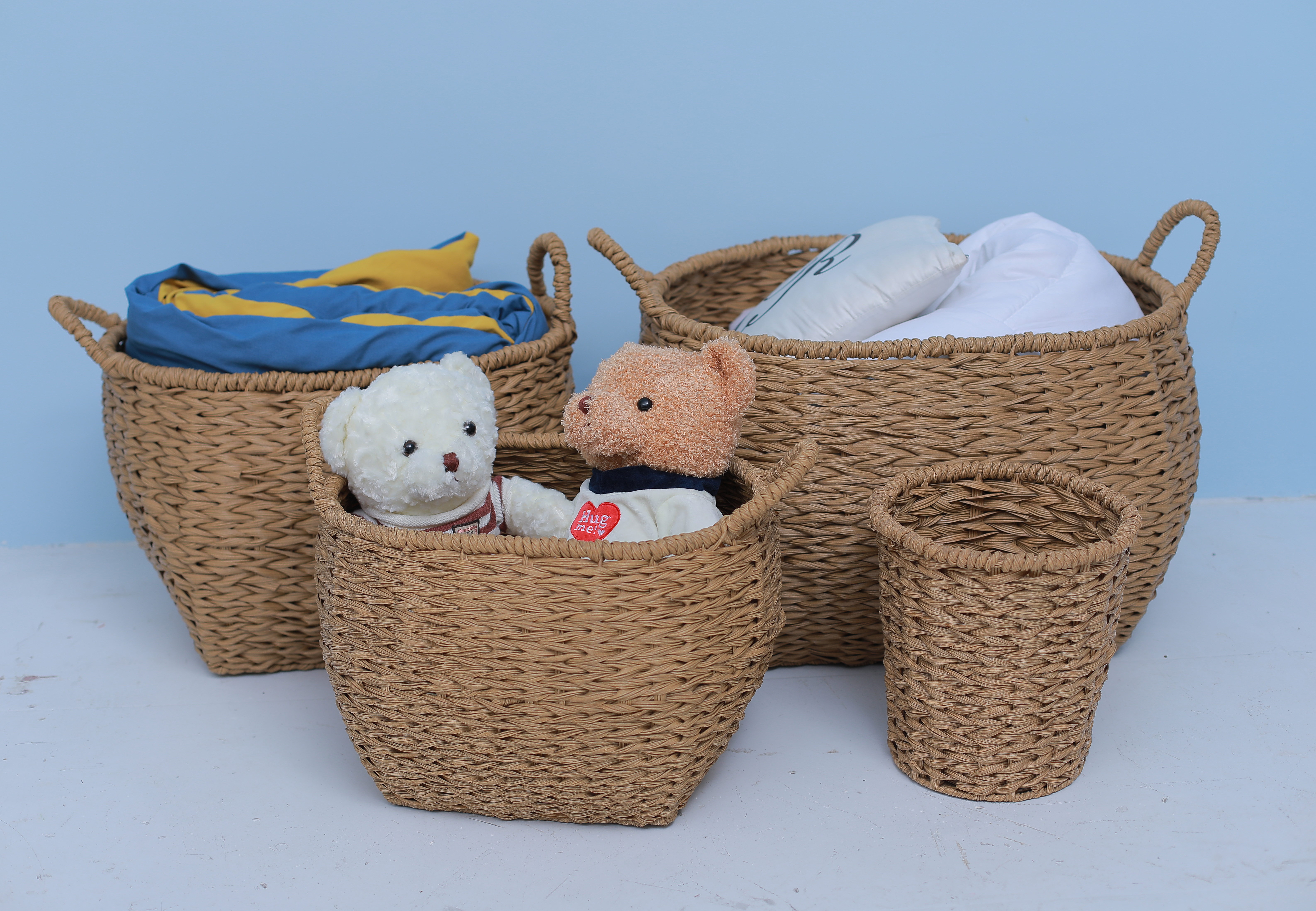 Household bathroom woven storage baskets
