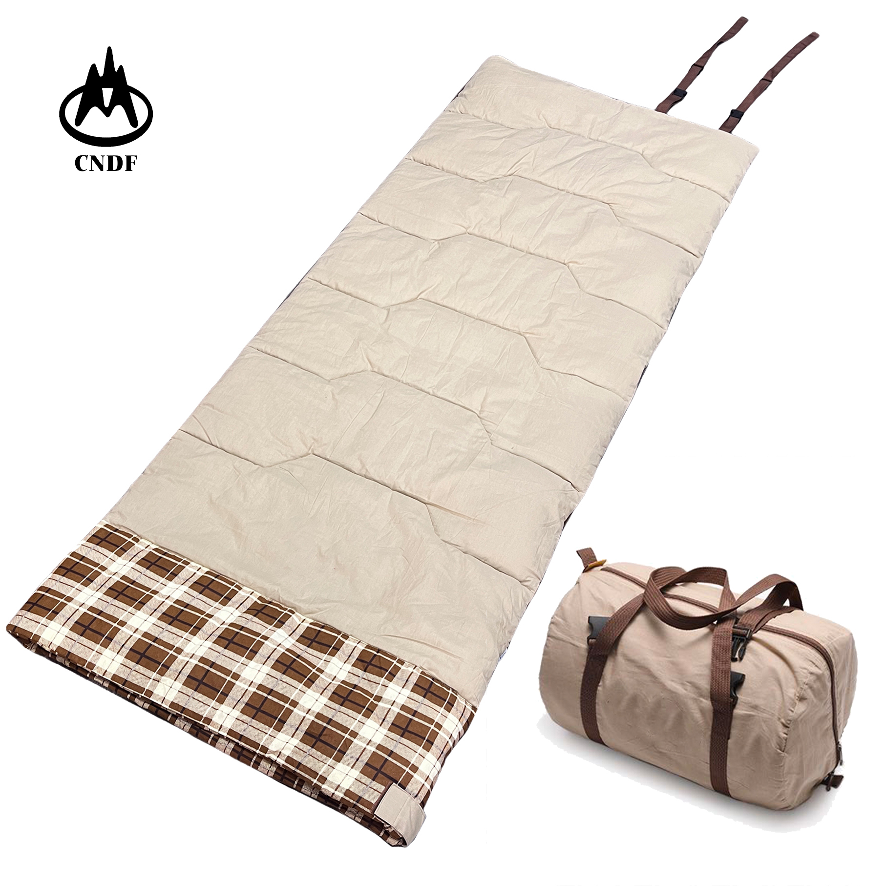 Waterproof Cotton Flannel Sleeping Bag with Carry Bag Cool Weather Indoor and Outdoor Camping