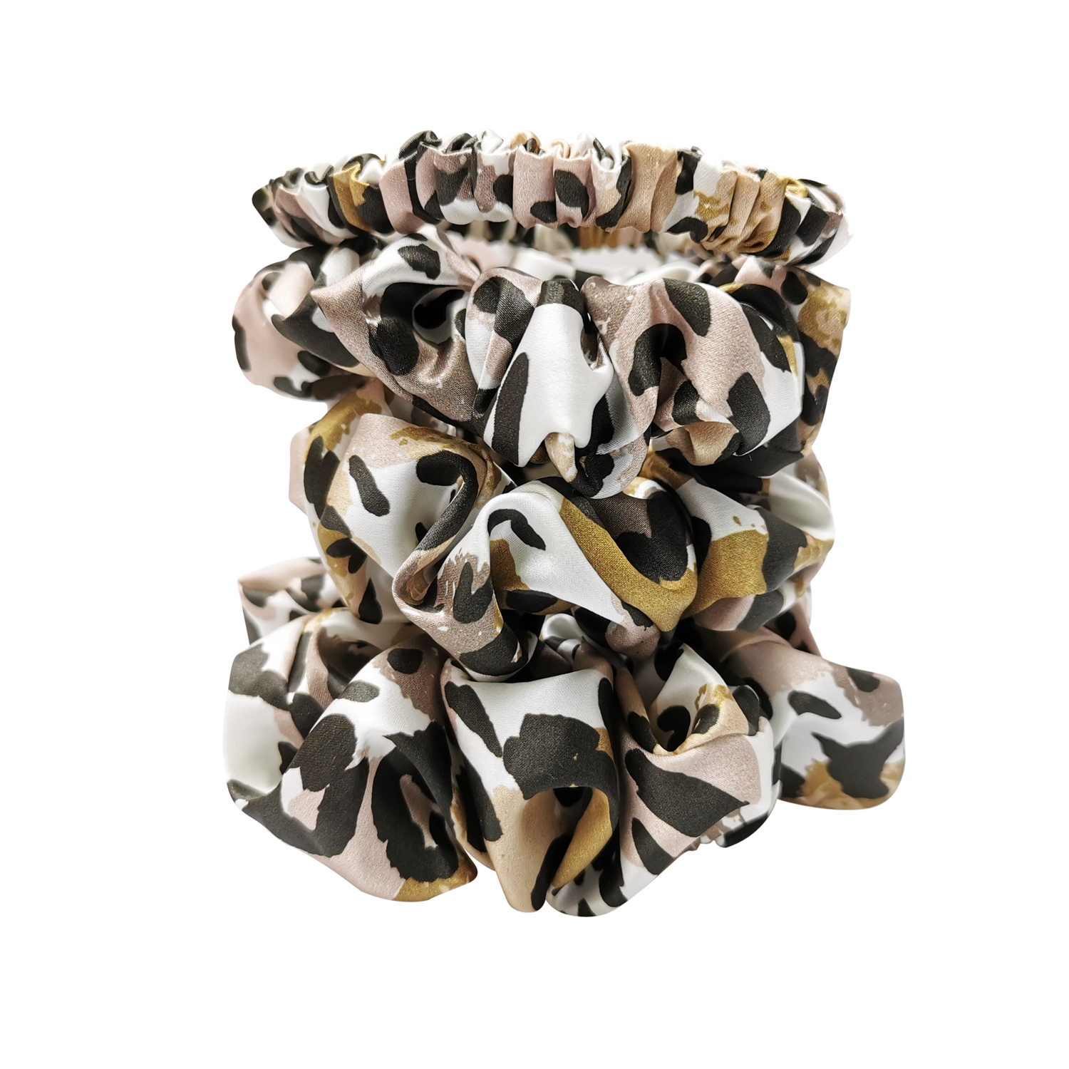 Printed silk scrunchies