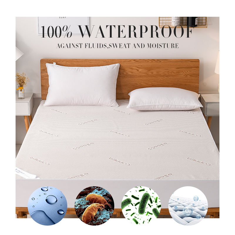 copper double jacquard knit waterproof mattress protector