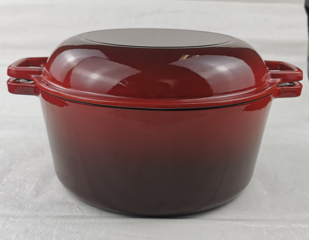 Cast iron cassesrole Enamel Cast Iron Dutch Oven 2 IN 1 cocotte cast iron cookware