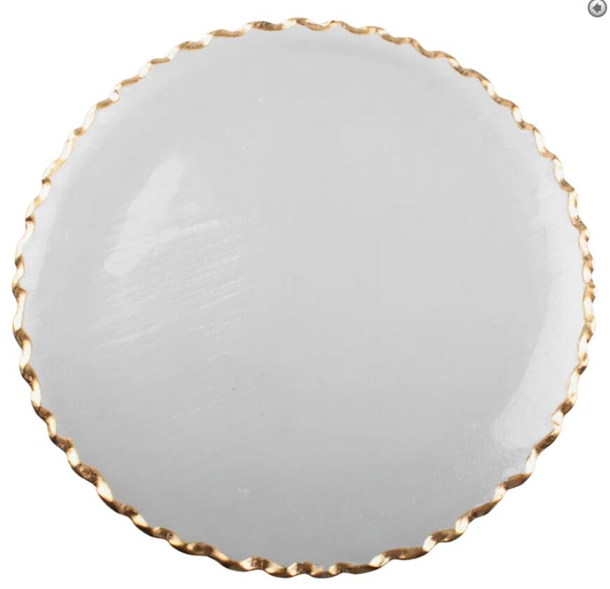 Handmade glass plate with gold rim