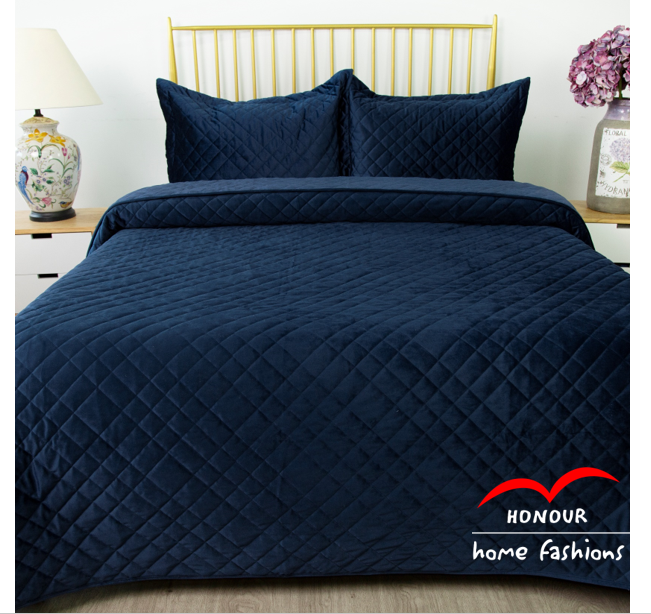 Geo design velvet stitching bedspread, quilt, bedset