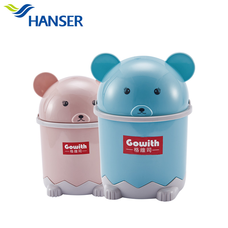 Bear flip desktop trash can bathroom cartoon storage thickened paper basket for home use wholesale