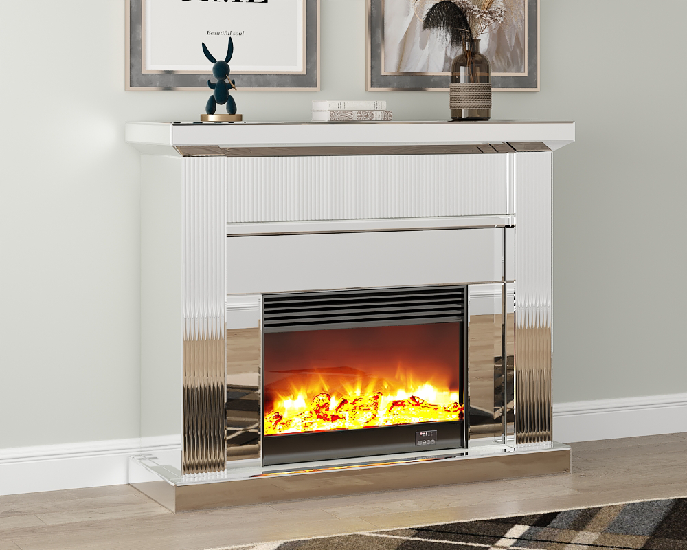 Mirrored fireplace