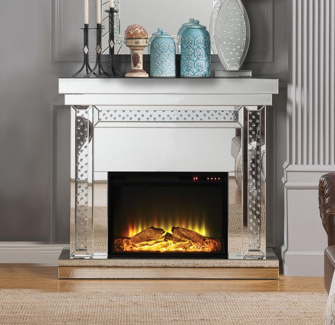 Mirrored fireplace