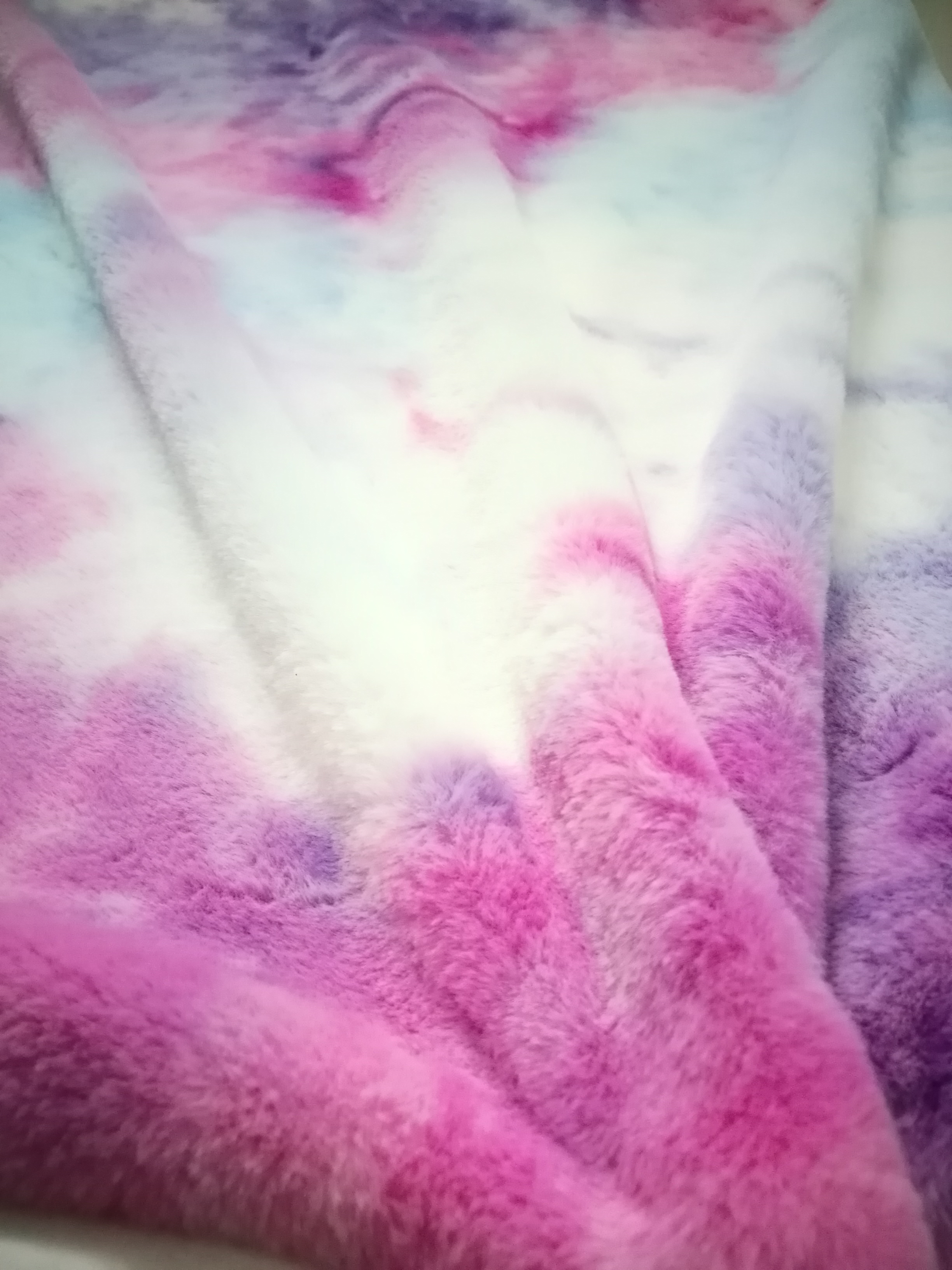 Tie-dyed faux fur+ mink blanket