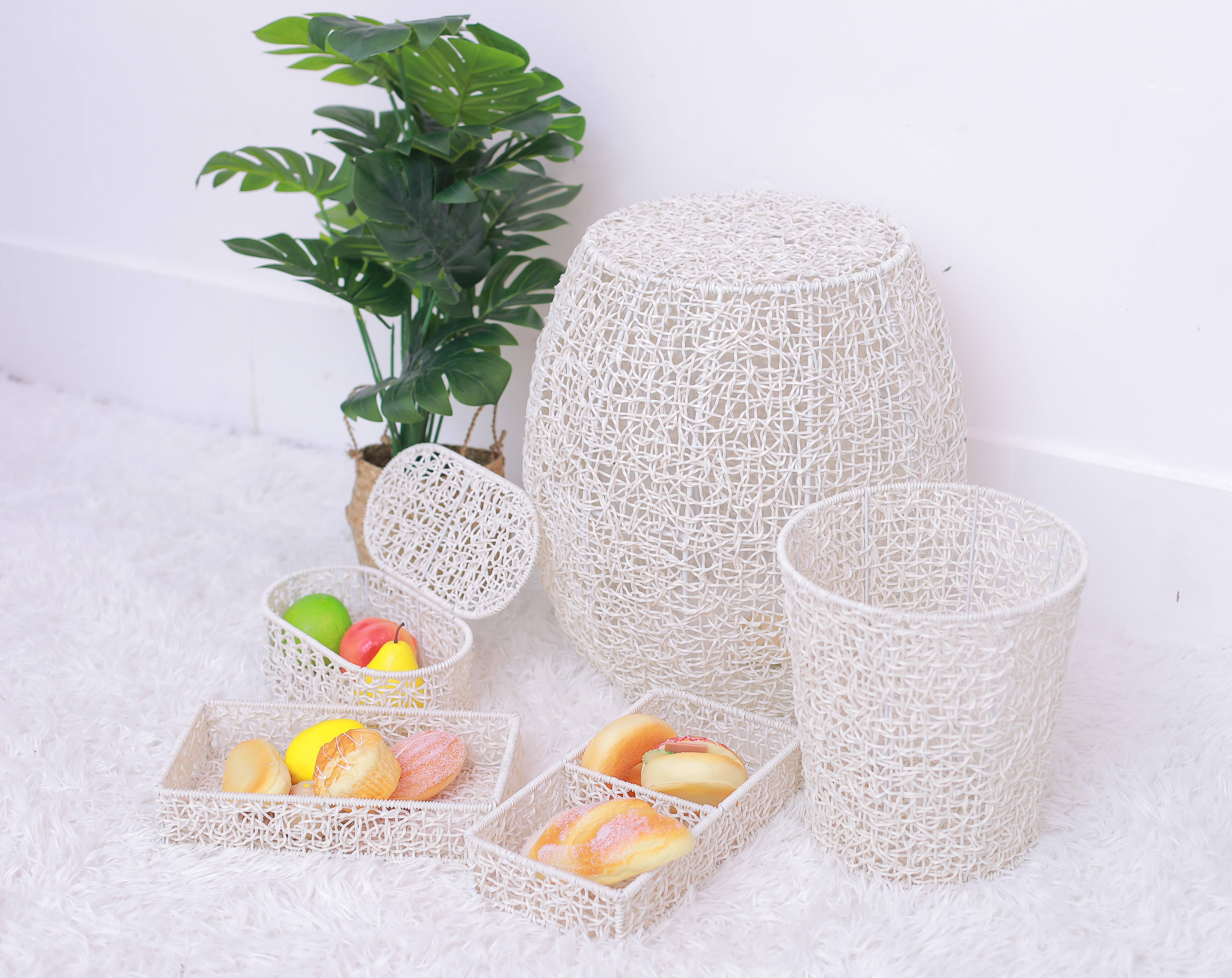 Household bathroom woven storage baskets