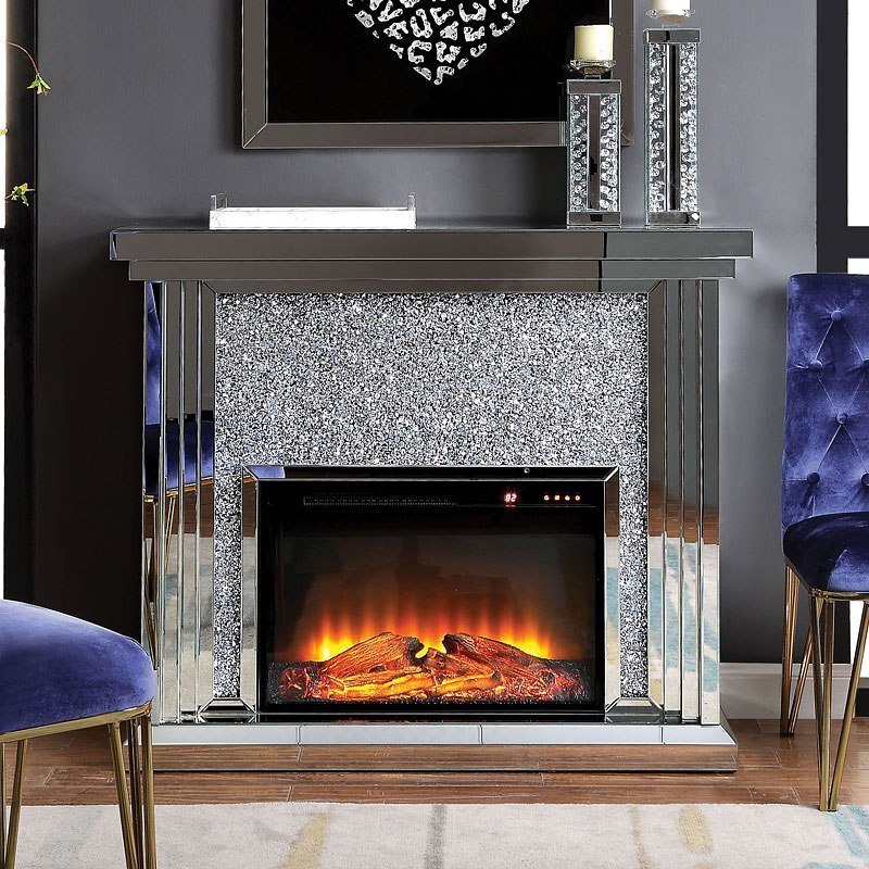 Mirrored fireplace