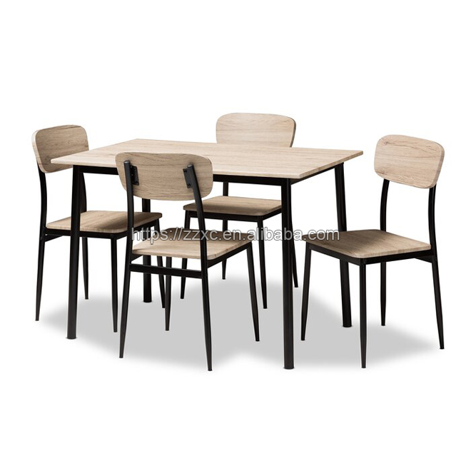 5pcs Metal and Wooden Dining Table Set
