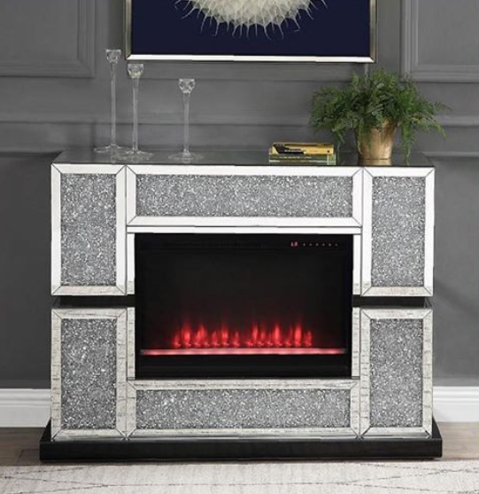 Mirrored fireplace