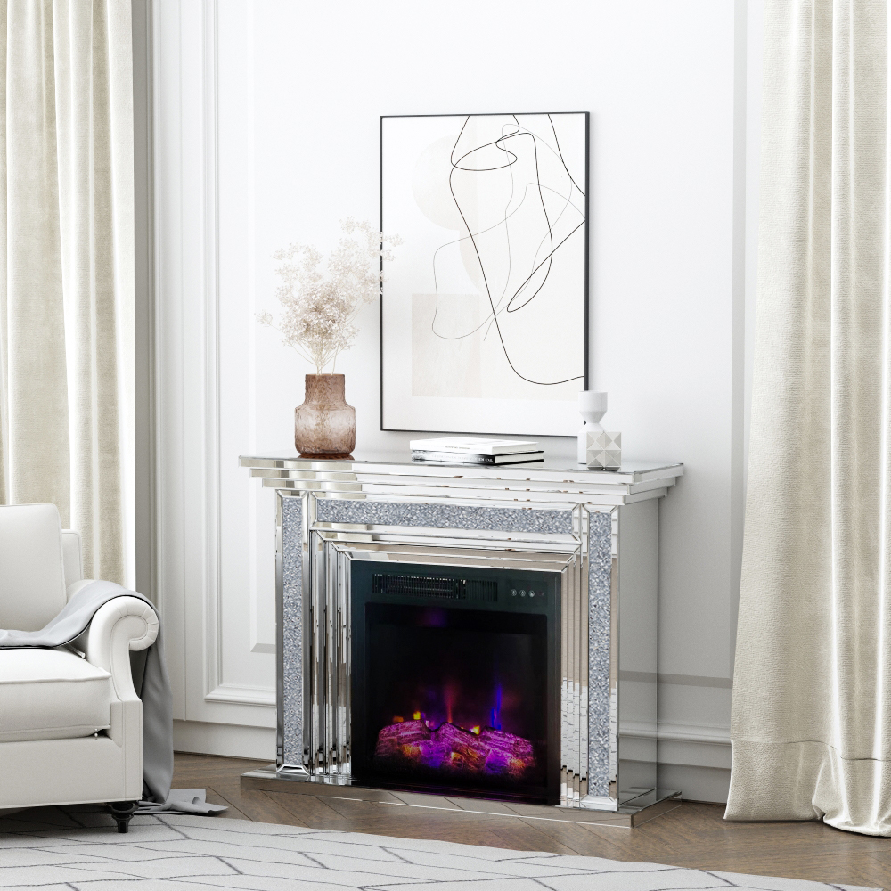 Mirrored fireplace