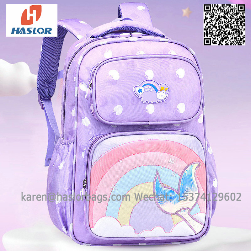 011a#Children's Schoolbag Mermaid Pattern Customized LOGO 17 inch Polyester School Backpack