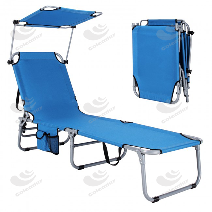 Adjustable Outdoor Recliner Chair with Canopy Shade