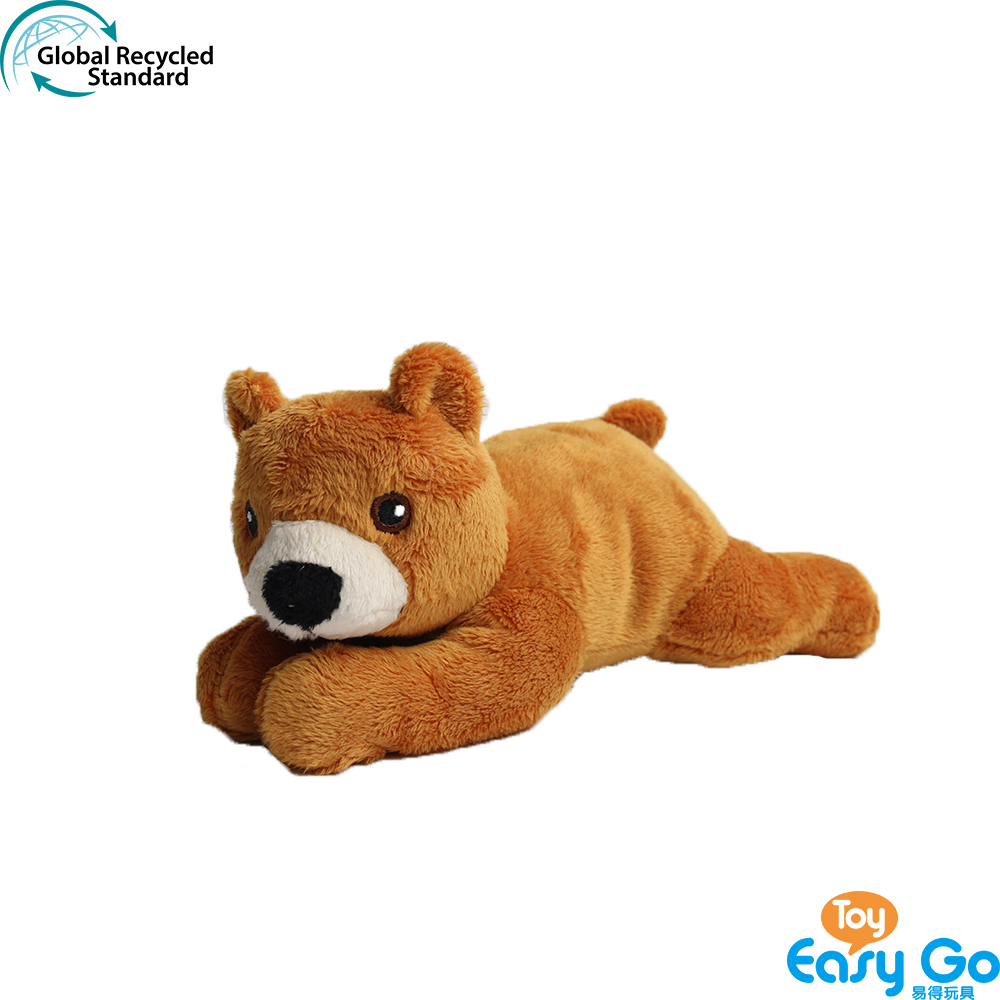 RPET plush toys laying down stuffed animals bear made from recycled material