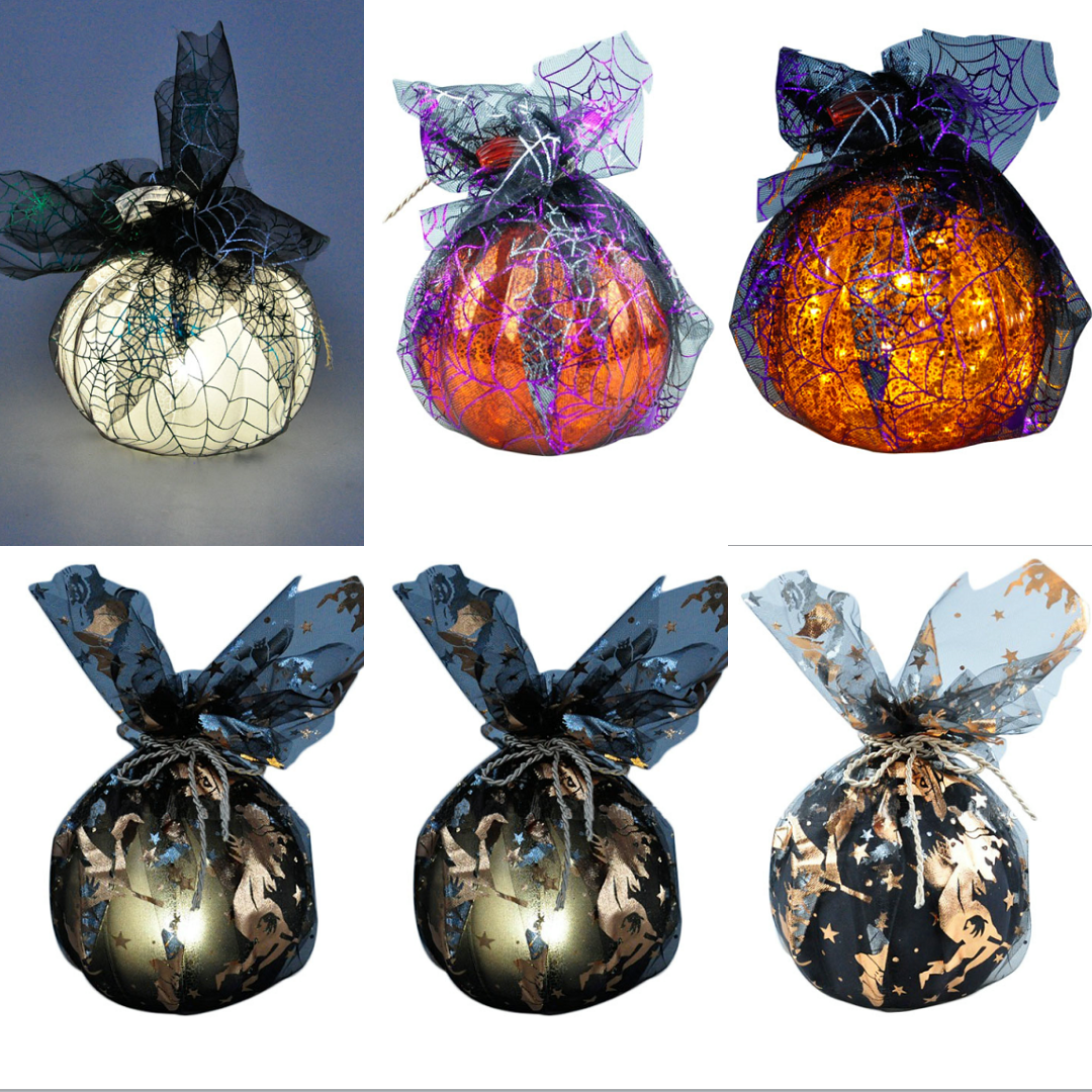 Halloween Glass Pumpkin LED Light | Warm Light Decor | Wholesale Custom Festival Ornament