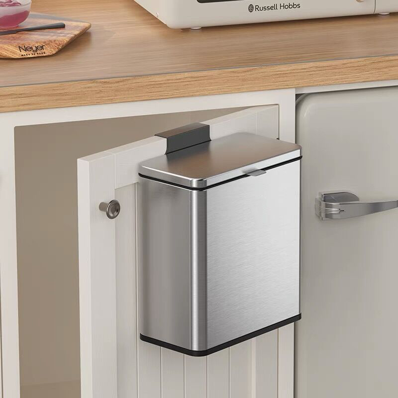 Stainless steel 3L 6L household kitchen big mouth wall mount trash can with lids
