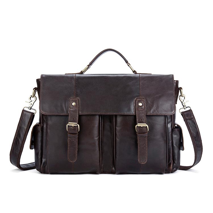 Computer Laptop Bag Waterproof Retro Business Travel Messenger Bag Large Leather Briefcase for Men