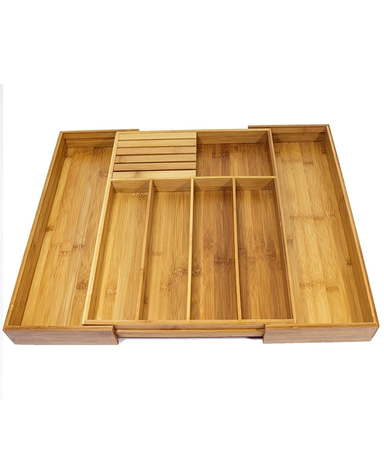 100% Bamboo Kitchen Drawer Organizer for Utenslis,bamboo storage box，expanding bamboo cutlery tray