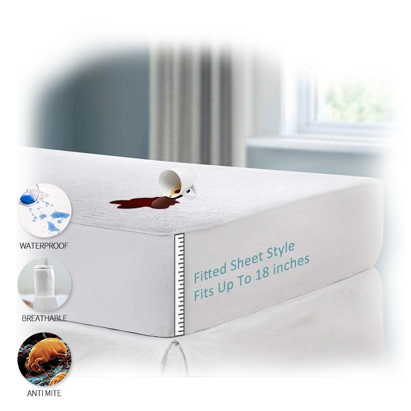 Waterproof mattress protector with terry fabric
