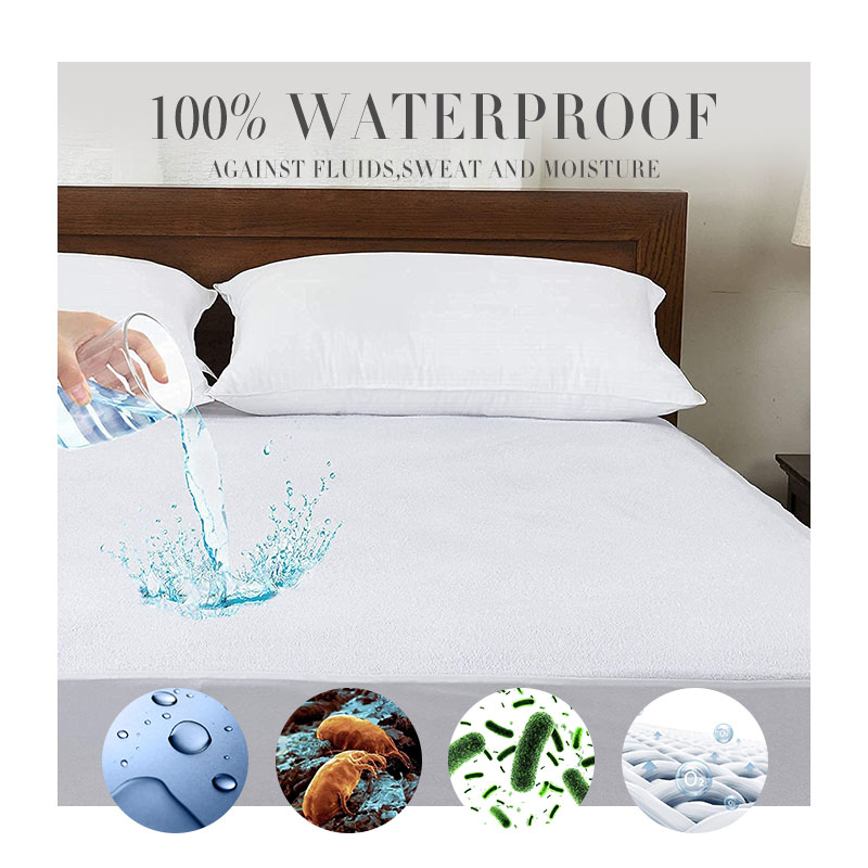 Waterproof mattress protector with terry fabric