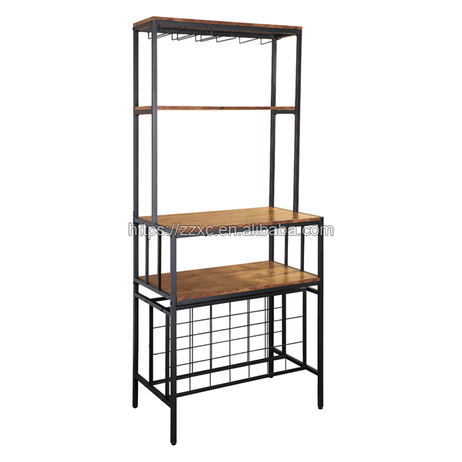 Tall metal wooden storage rack for kitchen