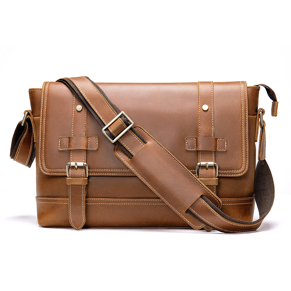 New arrivals adjustable strap laptop bag shoulder cowhide leather briefcase men