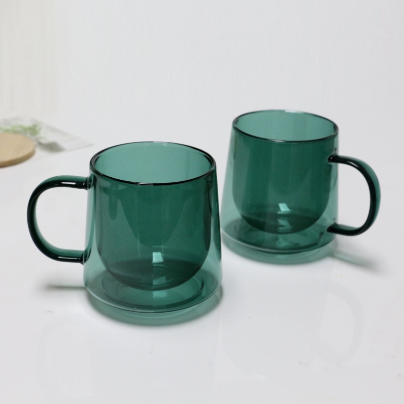 New design 12oz solid color double wall coffee mug with different color